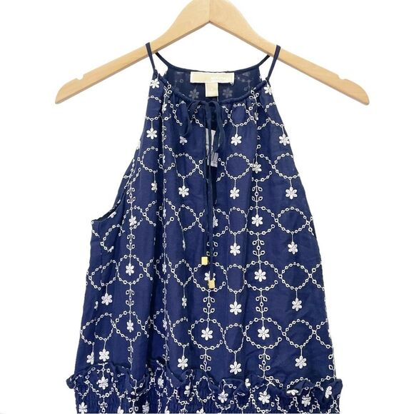 NWT Michael Kors Navy & White Floral Embroidered Halter Dress Size Small NEW - Picture 6 of 14